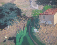 Репродукция картины "houses&#160;and reeds" художника "валлотон феликс"