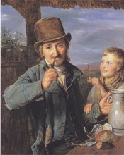 Картина "the day laborer with his son" художника "вальдмюллер фердинанд георг"
