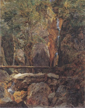 Картина "rettenbach wilderness near ischl (the hohenzollern waterfall in jainzental)" художника "вальдмюллер фердинанд георг"