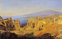 Копия картины "the ruin of the greek theater in taormina, sicily" художника "вальдмюллер фердинанд георг"