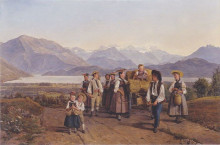 Копия картины "homecoming from the harvest (on lake zug)" художника "вальдмюллер фердинанд георг"