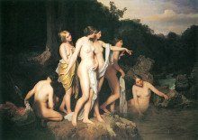 Картина "women bathing at the brook" художника "вальдмюллер фердинанд георг"