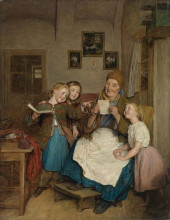 Копия картины "grandmother with three grandchildren" художника "вальдмюллер фердинанд георг"