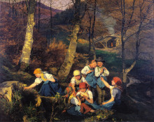 Картина "the violets pickers (early spring in the wienerwald)" художника "вальдмюллер фердинанд георг"