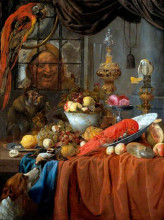 Репродукция картины "still life with fruit, lobster and silver vessels" художника "ван алст виллем"