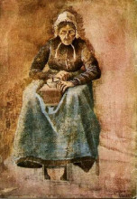 Репродукция картины "woman grinding coffee" художника "ван гог винсент"