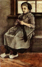 Репродукция картины "woman mending stockings" художника "ван гог винсент"