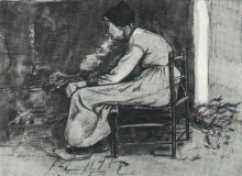 Копия картины "woman sitting at the fireside" художника "ван гог винсент"