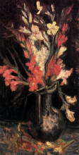 Репродукция картины "vase with red gladioli" художника "ван гог винсент"