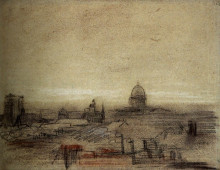 Картина "view of paris with notre-dame and the pantheon" художника "ван гог винсент"
