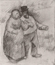 Репродукция картины "walking couple" художника "ван гог винсент"