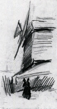 Репродукция картины "windmill at montmartre" художника "ван гог винсент"