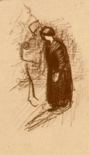 Копия картины "woman in dark dress, walking" художника "ван гог винсент"