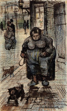 Копия картины "woman walking her dog" художника "ван гог винсент"