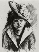 Картина "woman with hat, half-length" художника "ван гог винсент"