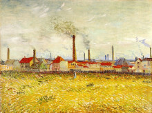 Репродукция картины "factories at asnieres, seen from the quai de clichy" художника "ван гог винсент"