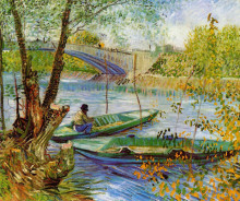 Репродукция картины "fishing in the spring" художника "ван гог винсент"