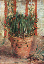 Репродукция картины "flowerpot with chives" художника "ван гог винсент"