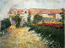 Копия картины "house with sunflowers" художника "ван гог винсент"