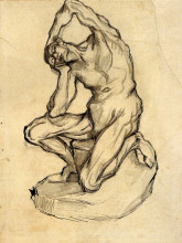 Репродукция картины "kneeling ecorche" художника "ван гог винсент"