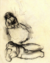 Картина "male torso and study for portrait of a woman with flowers" художника "ван гог винсент"