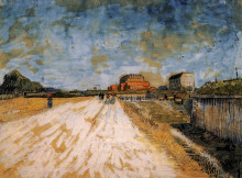 Копия картины "road running beside the paris ramparts" художника "ван гог винсент"
