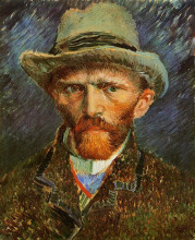 Репродукция картины "self portrait with a grey felt hat" художника "ван гог винсент"