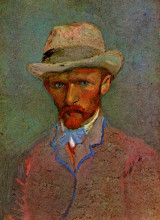 Репродукция картины "self-portrait with gray felt hat" художника "ван гог винсент"