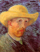 Копия картины "self-portrait with straw hat" художника "ван гог винсент"