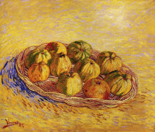 Репродукция картины "still life with basket of apples" художника "ван гог винсент"