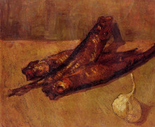Копия картины "still life with bloaters and garlic" художника "ван гог винсент"