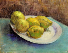 Репродукция картины "still life with lemons on a plate" художника "ван гог винсент"