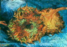 Репродукция картины "still life with two sunflowers" художника "ван гог винсент"