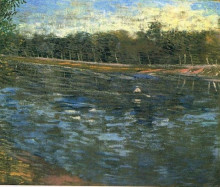 Копия картины "the seine with a rowing boat" художника "ван гог винсент"