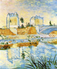 Репродукция картины "the seine with the pont de clichy" художника "ван гог винсент"