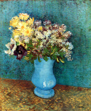 Репродукция картины "vase with flieder, margerites und anemones" художника "ван гог винсент"