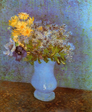Репродукция картины "vase with lilacs, daisies and anemones" художника "ван гог винсент"