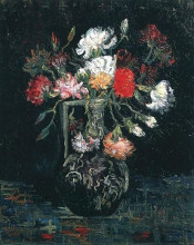 Репродукция картины "vase with white and red carnations" художника "ван гог винсент"