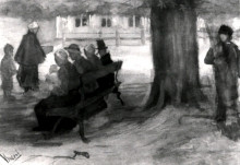 Картина "bench with four persons and baby" художника "ван гог винсент"