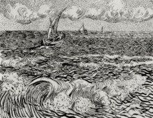 Репродукция картины "a fishing boat at sea" художника "ван гог винсент"