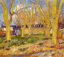 Репродукция картины "avenue of plane trees near arles station" художника "ван гог винсент"