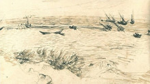 Картина "beach, sea, and fishing boats" художника "ван гог винсент"