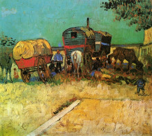 Репродукция картины "encampment of gypsies with caravans" художника "ван гог винсент"