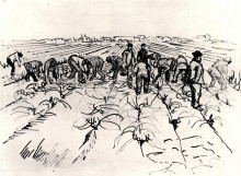 Репродукция картины "farmers working in the field" художника "ван гог винсент"