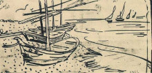 Репродукция картины "fishing boats on the beach" художника "ван гог винсент"