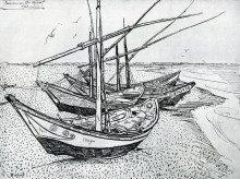 Картина "fishing boats on the beach at les saintes-maries-de-la-mer" художника "ван гог винсент"