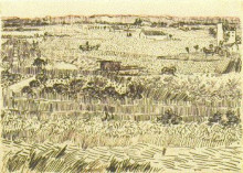 Репродукция картины "harvest landscape" художника "ван гог винсент"