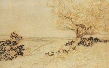 Копия картины "landscape with a tree in the foreground" художника "ван гог винсент"