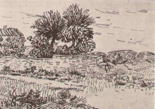 Копия картины "landscape with the wall of a farm" художника "ван гог винсент"