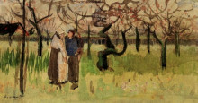 Копия картины "orchard in blossom with two figures spring" художника "ван гог винсент"